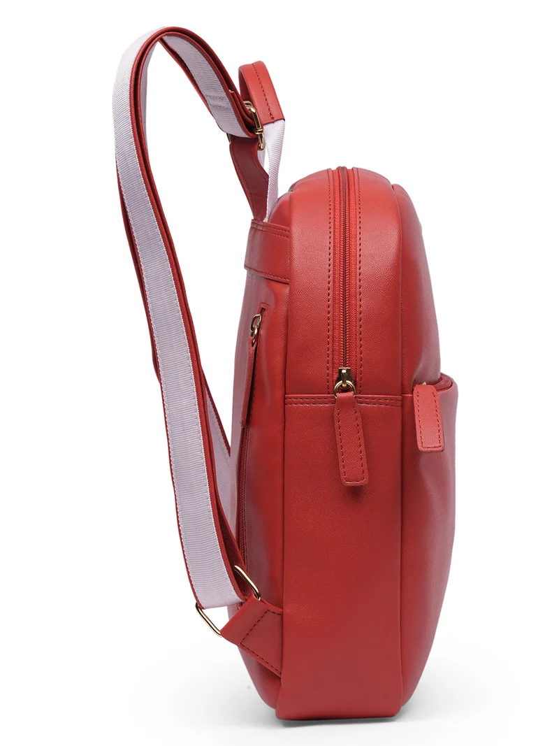 globus  Globus Women Red Vegan Leather Textured Medium Backpack With Up To 13 Inch Laptop Size  | Best Price UAE